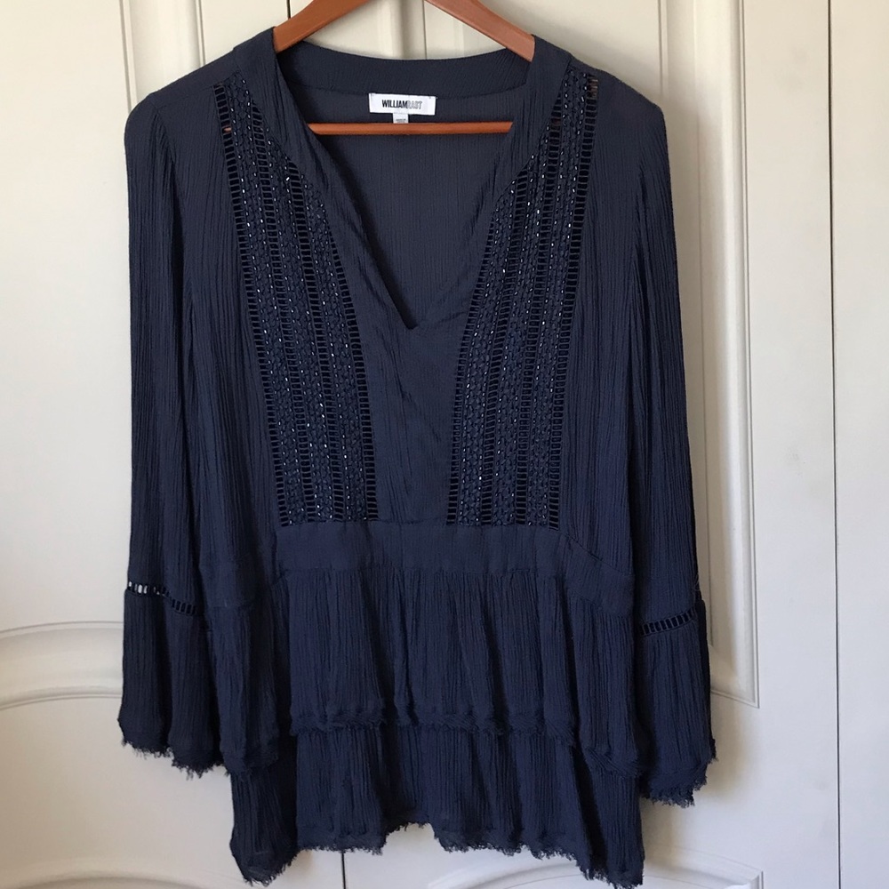 Sparkles, Tiers, Feminine Top! Navy Blue